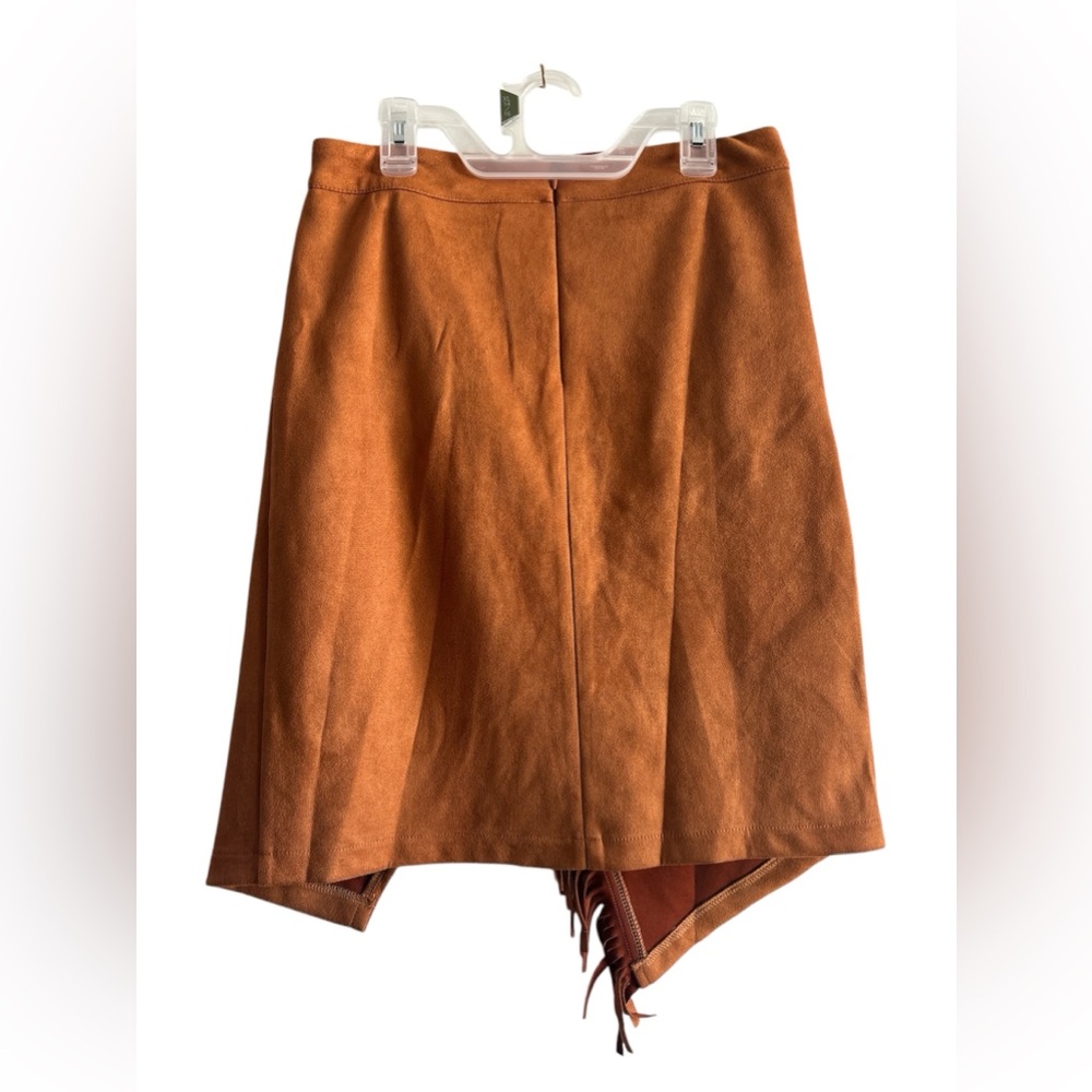 Chartou Women’s Fringe Faux Suede Slit Slide Tassle Wrap Skirt - Picture 2 of 2